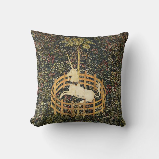 COUSSIN FLEURS D'IMAGINAIRES UNICORNES ET GOTHIQUES, MOTIF (Recto)
