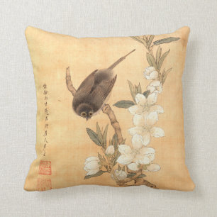 Coussin Fleurs d'oiseaux et de pêches Dynastie Ming Art or