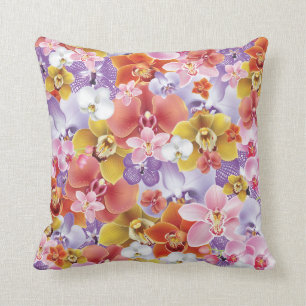 Coussin Fleurs d'orchidées Conception Flore Impression Jeu