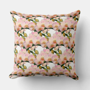 Coussin Fleurs d'orchidées élégantes sur fond blanc