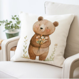Coussin Fleurs d'ours mignonnes Coussin, Teddy adorable