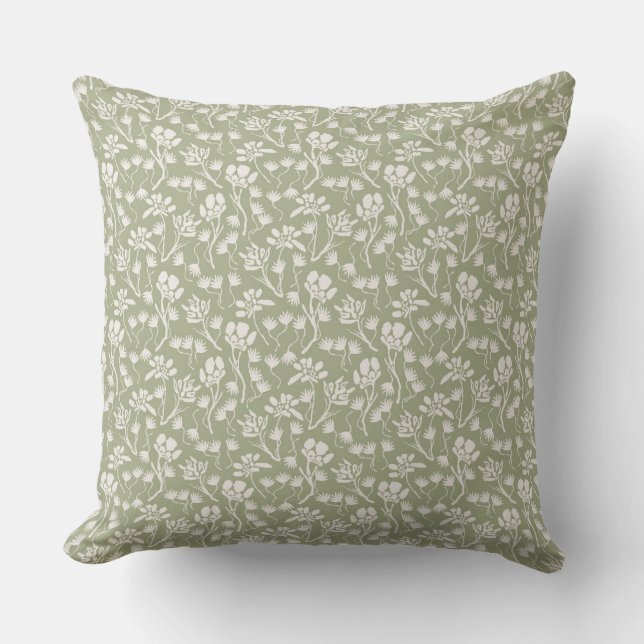 Coussin Fleurs du chalet Sage Green (Recto)
