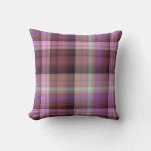 Coussin Fleurs du crépuscule carreaux violet et rose