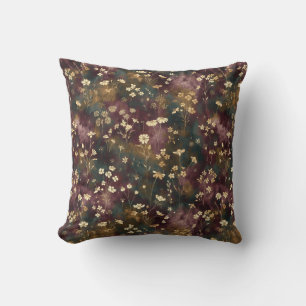 Coussin Fleurs Élégantes Japonaises – Prune et Sarcelle Mé