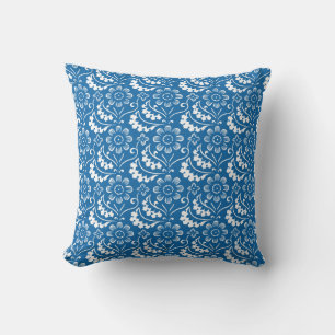 Coussin Fleurs en bleu et blanc