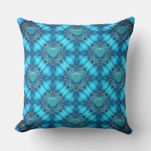 Coussin Fleurs en métal bleu turquoise avec Motif Gems