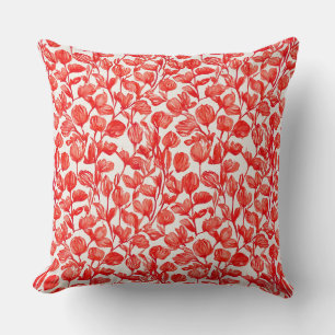 Coussin Fleurs en motif rouge