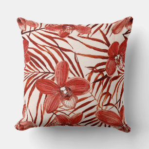 Coussin Fleurs en motif rouge