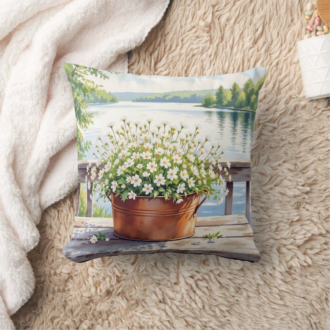 Coussin Fleurs en pot de cuivre sur Lakehouse Deck (Couverture)
