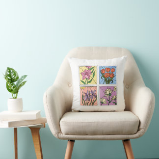 Coussin Fleurs en Verre Coloré