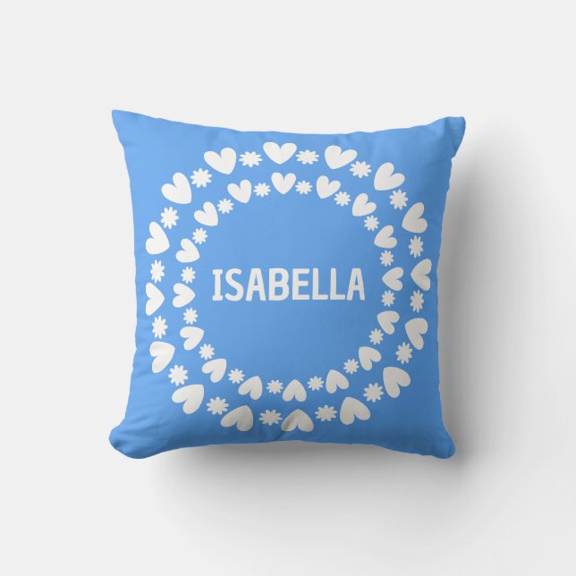 Coussin Fleurs Et Coeurs Nom (Recto)