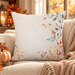 Coussin Fleurs et feuilles botaniques douces et neutres d'