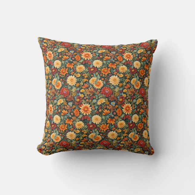 Coussin Fleurs et Feuilles d'automne (Recto)