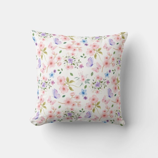 Coussin Fleurs et Papillons (Recto)