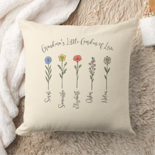 Coussin Fleurs et petits-enfants - Jardin de grand-mère