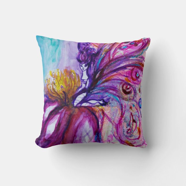 Coussin FLEURS FAIRY PURPLE BLUE FLORAL Boy Statut (Recto)