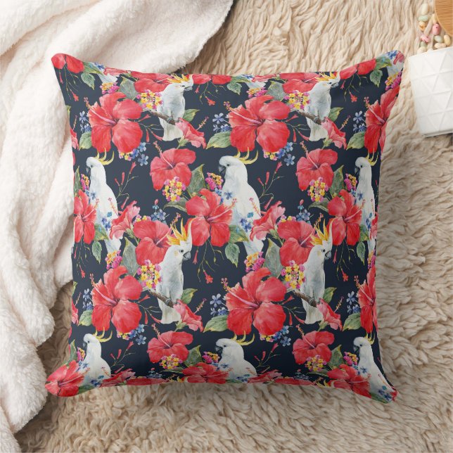 Coussin Fleurs florales Fleurs de feuillage Hibiscus rouge (Couverture)