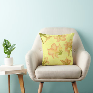 Coussin Fleurs florales jaunes stylisées
