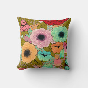Coussin Fleurs florales peintes par concepteur peignant le