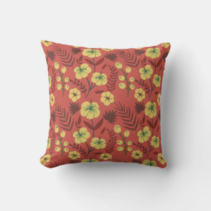 Coussin Fleurs florales sans coutures motifs jaunes et rou