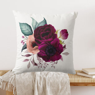 Coussin Fleurs Florales Violettes Bohème Vintage Aquarelle