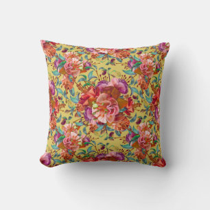 Coussin Fleurs Fuchsia vintages au printemps
