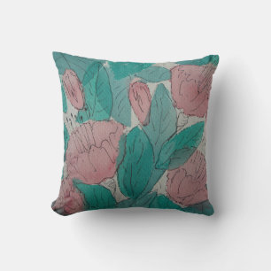 Coussin fleurs fuschia contemporaines