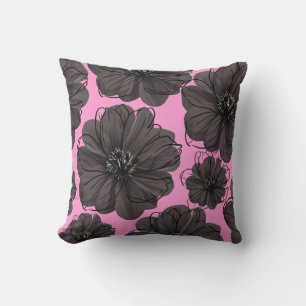 Coussin Fleurs gris foncé