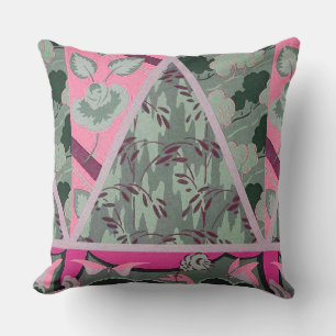 COUSSIN FLEURS GRISES VERTES ROSES, BUTTERFLIS FLORAUX FRA