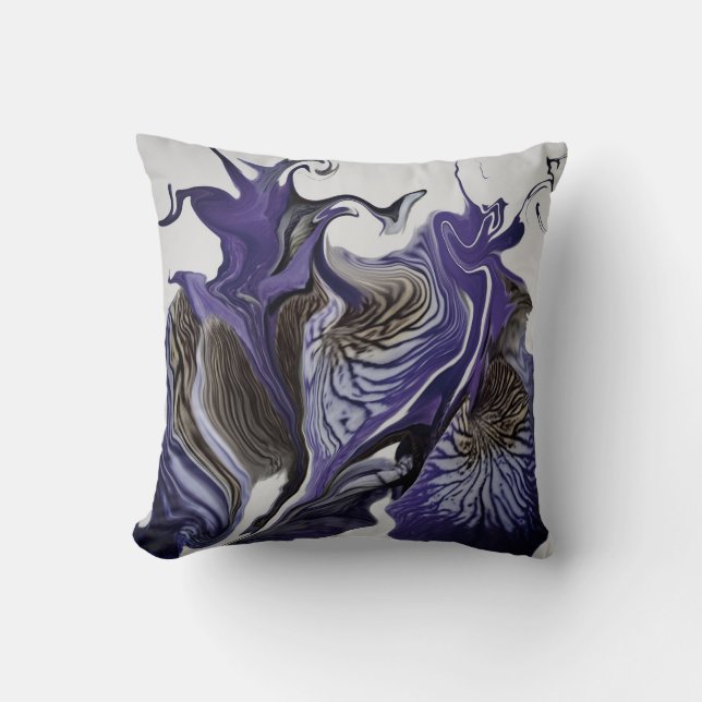 Coussin Fleurs Iris Violettes / Fog / (Recto)