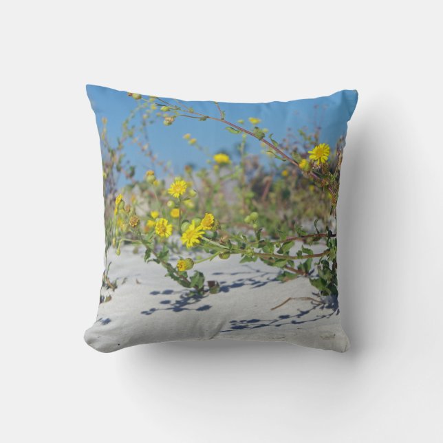Coussin Fleurs jaunes de plage (Recto)