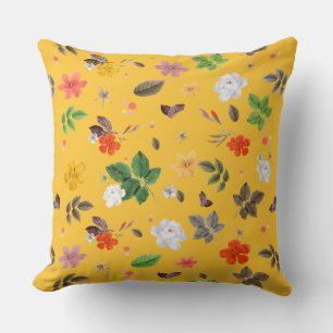 Coussin Fleurs jaunes et roses blanches 10