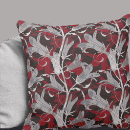 Coussin Fleurs Lys Gris Noir Blanc & Rouge