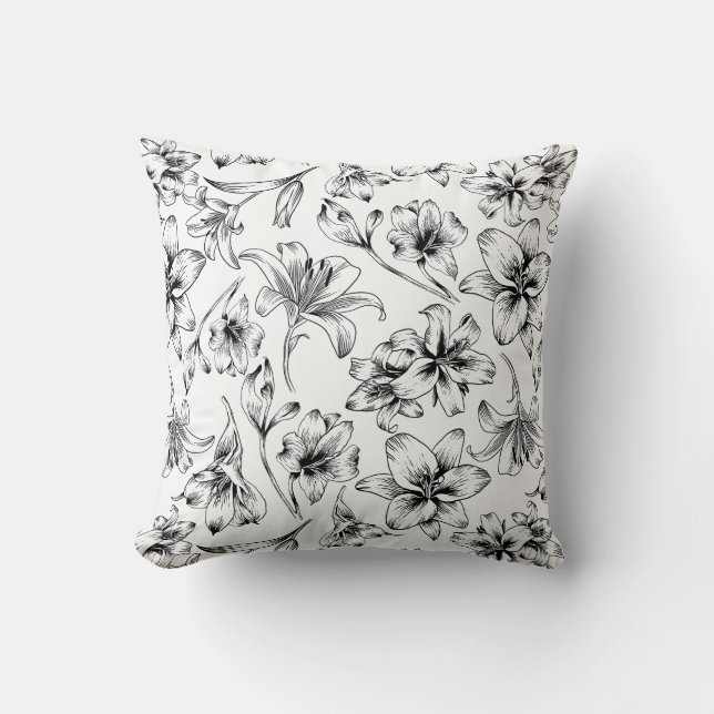 Coussin Fleurs Lys Noires (Recto)