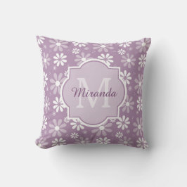Coussin Fleurs mauve-clair et nom de marguerite de