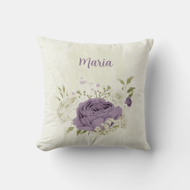 Coussin fleurs mauves et blanches (Recto)