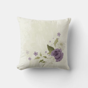 Coussin fleurs mauves et blanches