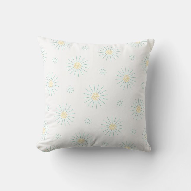 Coussin Fleurs minuscules bleu et jaune (Recto)