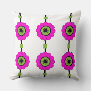 Coussin Fleurs modernes rose et vert