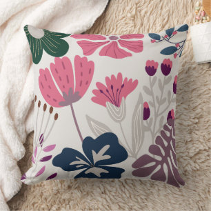 Coussin Fleurs Modernes Vibrantes Design Jeu d'oreiller