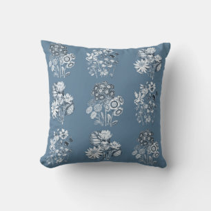 Coussin Fleurs monochromes en bleu