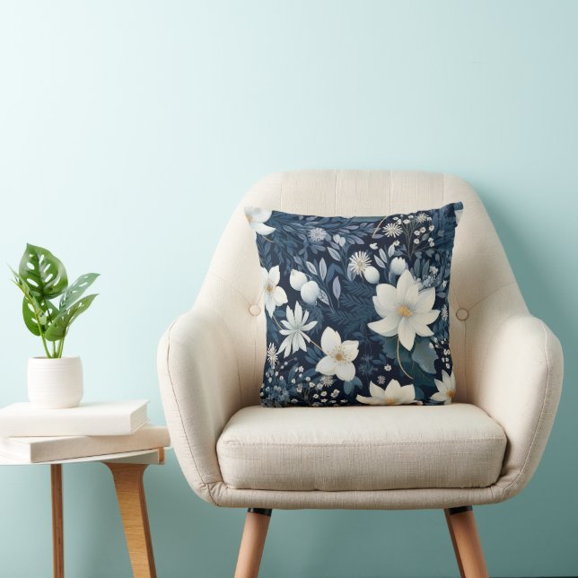 Coussin Fleurs neige hivernales (Chaise)