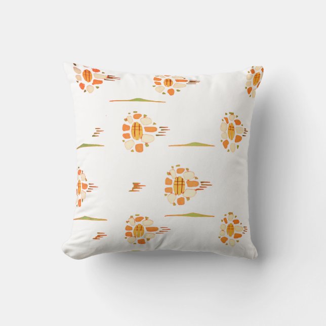 Coussin Fleurs orange mignonnes SF (Recto)