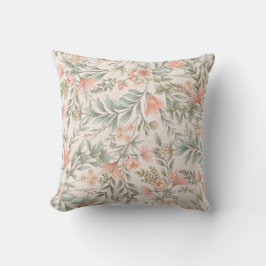 Coussin Fleurs partout Pêche et Sage Bleu