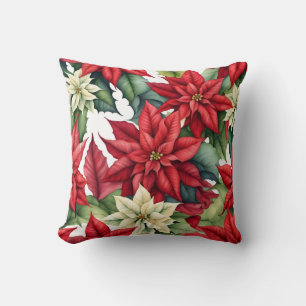 Coussin Fleurs Poinsettia