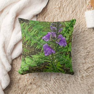 COUSSIN FLEURS PURPLES AVEC INTÉRESSANT FOLIAGE VERT