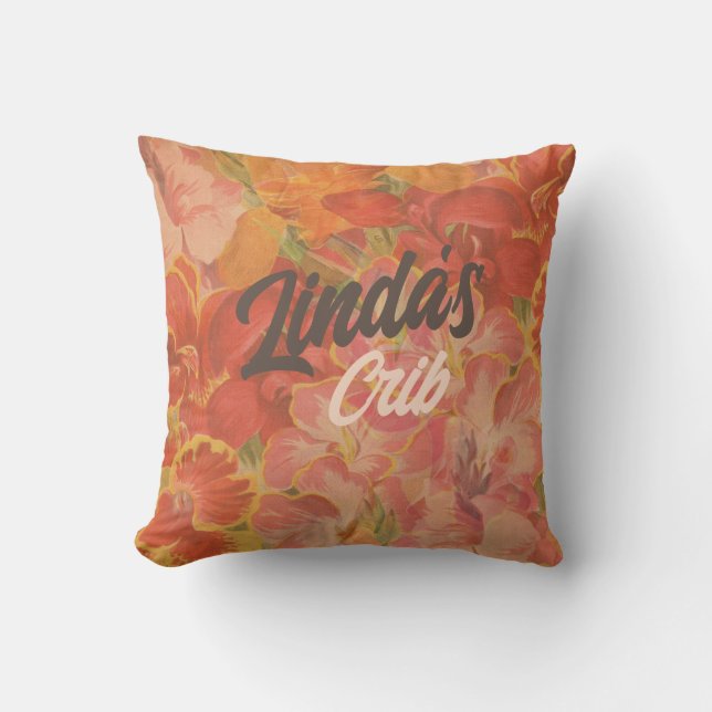 Coussin fleurs roses costumisables (Recto)