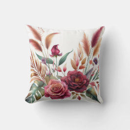 Coussin Fleurs roses de couleur bordeaux modernes