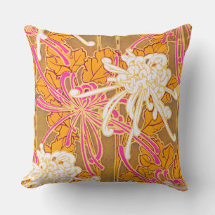 Coussin Fleurs roses et blanches Art déco de Séguy