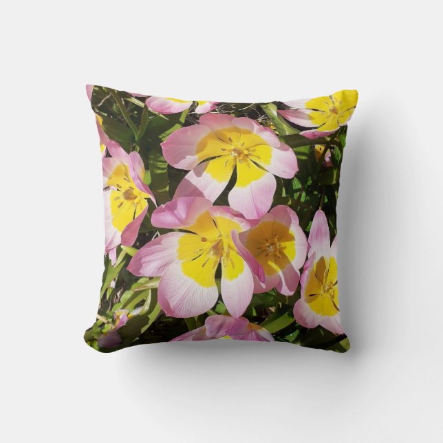 Coussin Fleurs roses et jaunes (Recto)